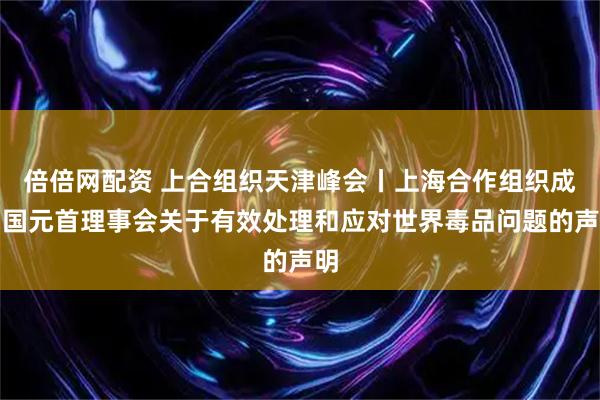 倍倍网配资 上合组织天津峰会丨上海合作组织成员国元首理事会关于有效处理和应对世界毒品问题的声明